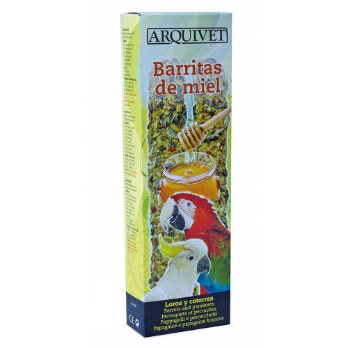 Barritas para loros y cotorras sabor Miel
