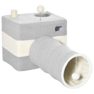 PawHut Túnel con Cueva Gris Juguete para gatos