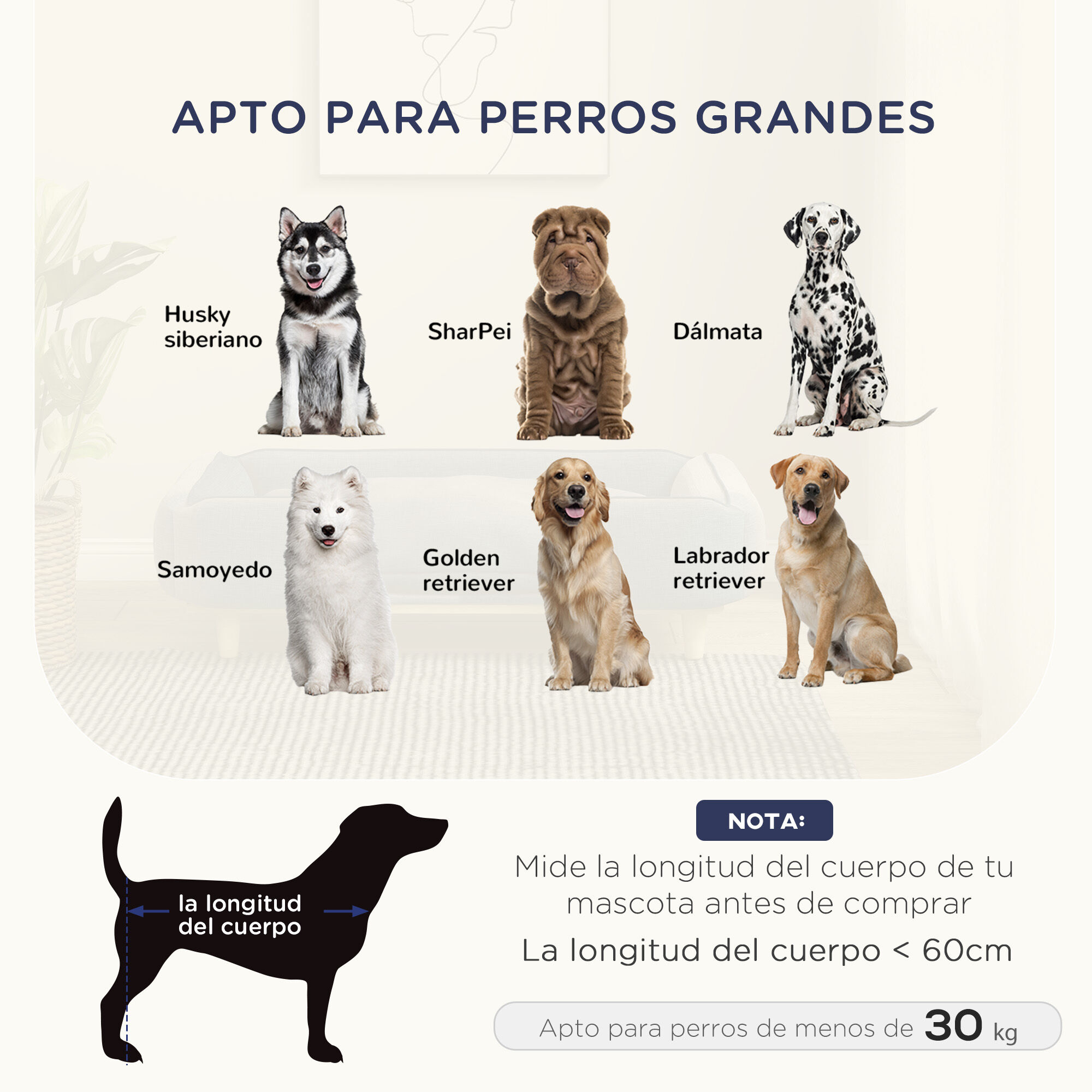 PawHut Sof&aacute; para Perros Grandes Cama Elevada para Perros con Patas de Madera y Coj&iacute;n Lavables Cama para Mascotas Carga 30 kg 96x66x24 cm Azul, , large Imagen numero 4