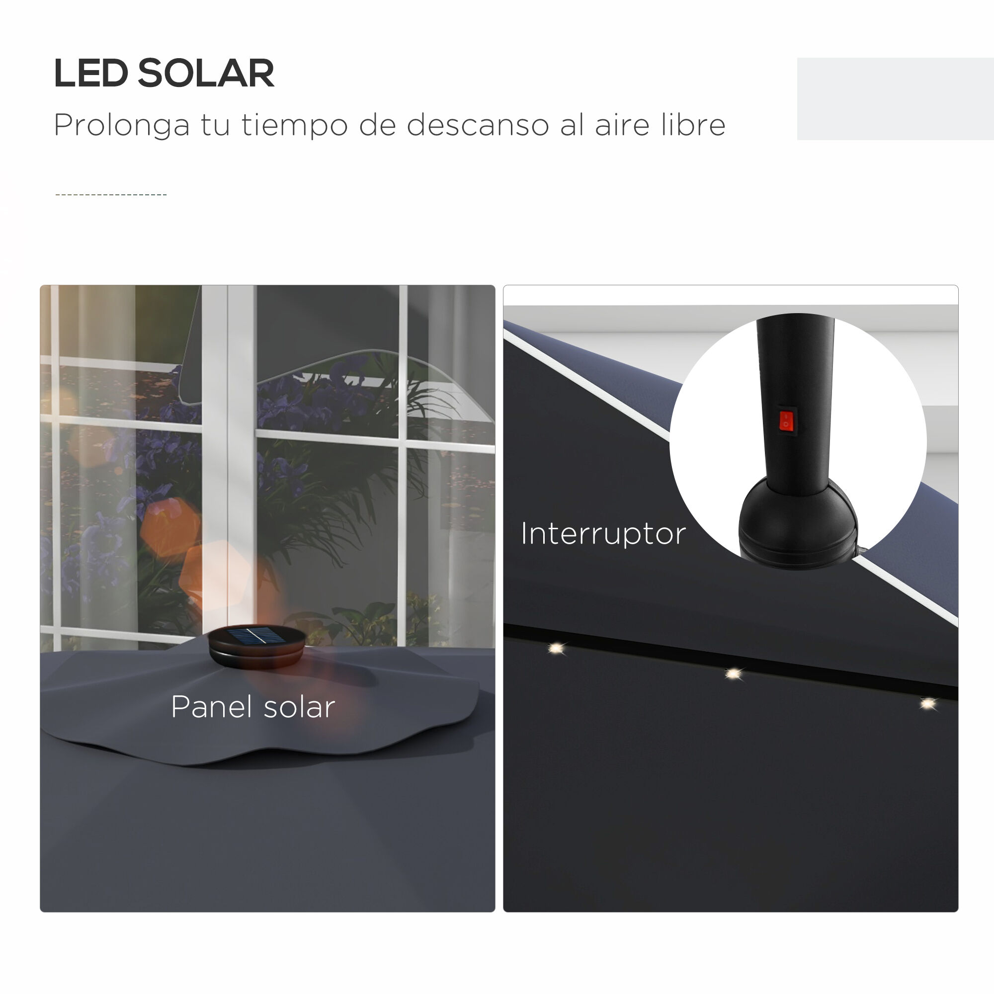 Outsunny Sombrilla De Jardín Gris Oscuro Parasol De Terraza Manuall thumbnail