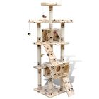 Rascador poste y 2 casas para gatos color Beige Huellas, , large image number null