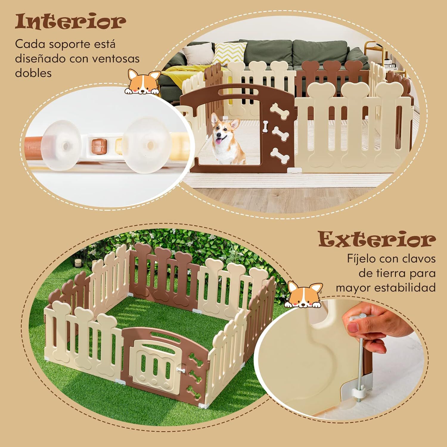 COSTWAY Parque de Juegos de 8 Paneles para Mascotas thumbnail