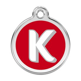 Red Dingo Placa identificativa Acero Inoxidable Esmalte Alfabeto Letra K Rojo para perros