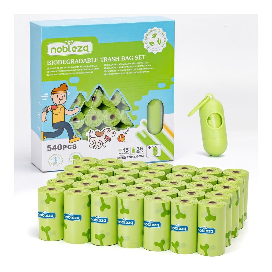 Nobleza Bolsas Caca Perro, Biodegradables, 540 bolsas con Dispensador, Extra Grueso, A Prueba de Fugas, Bolsitas caca Perro, Dog Poop Bag, 36 Rollos, , large Imagen numero 1