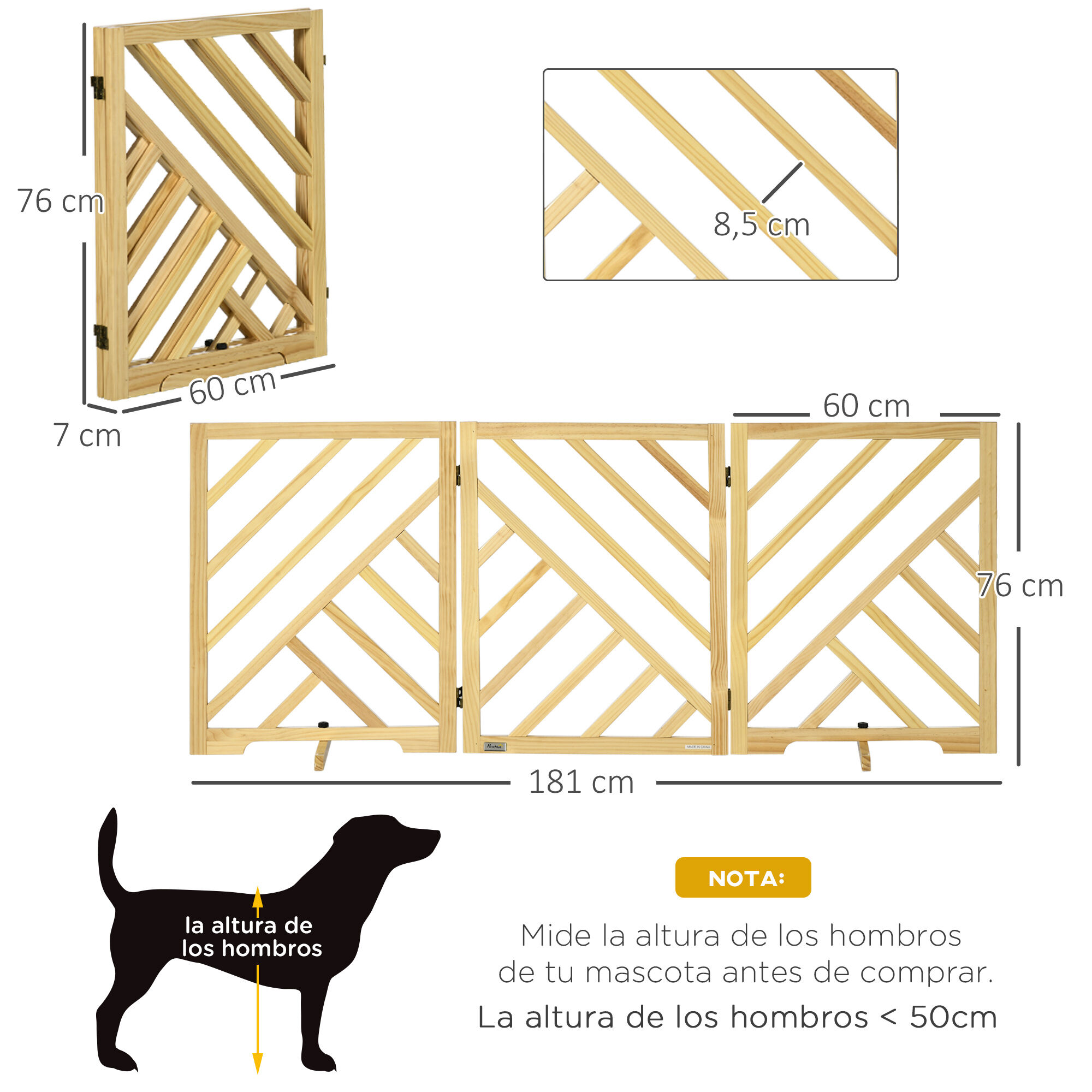 PawHut Barrera de Seguridad Plegable para Perros, , large Imagen numero 3