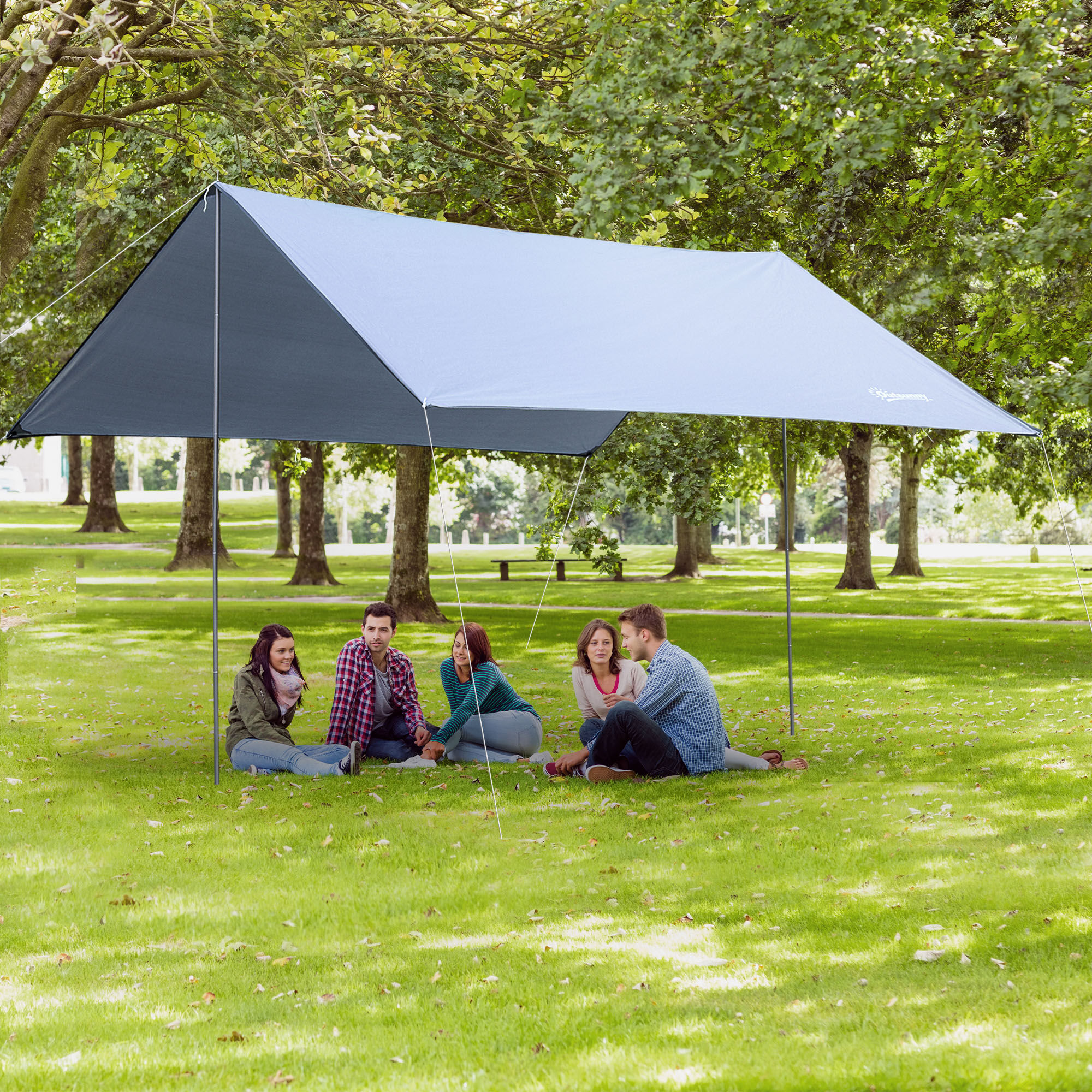 Outsunny Toldo de Refugio Port&aacute;til 300x292 cm Impermeable Carpa Ligero Tienda de Campa&ntilde;a Grande para Camping Playa Picnic Senderismo Protecci&oacute;n UV Blanco, , large Imagen numero 2