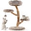 COSTWAY Rascador para Gatos, &Aacute;rbol para Gatos de Madera, Torre para Gatitos con Tronco de Peral S&oacute;lido con Plataforma, Centro de Actividades Moderno con Postes para Rascar de Sisal (Marr&oacute;n, 105 cm), , large indicador imagen numero 1