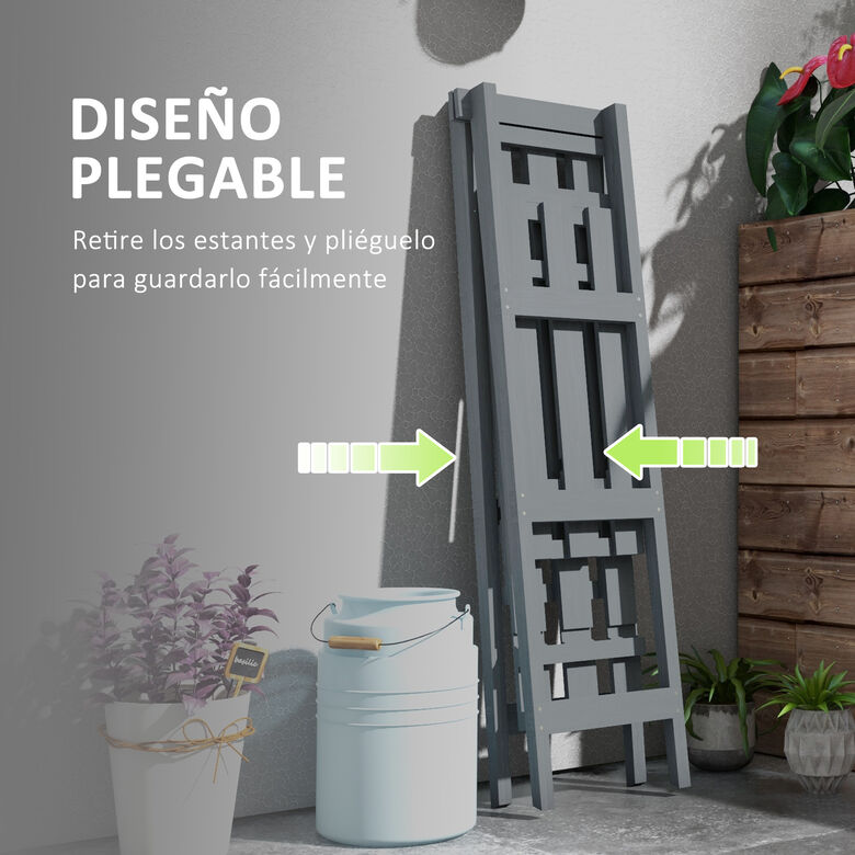 Outsunny Estantería Para Plantas Plegable De Madera Soporte Para Macetas thumbnail