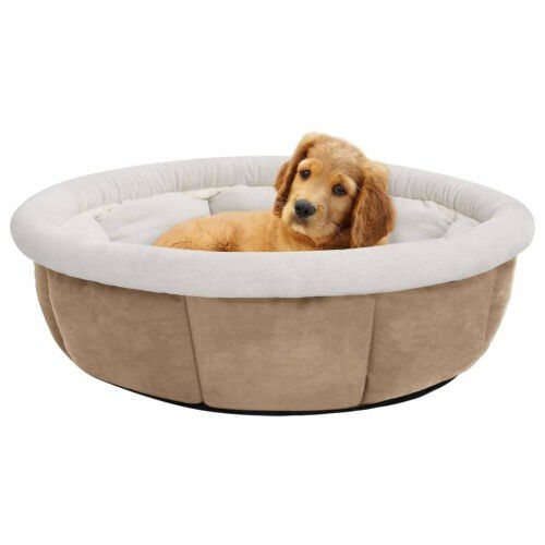Vidaxl cuna redonda con coj&iacute;n beige para mascotas, , large Imagen numero 2