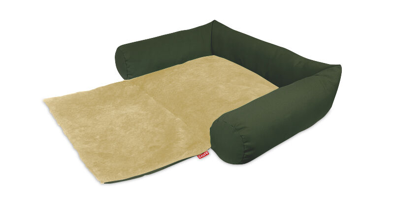 Gauty Cama Redonda para Perros y Gatos  Tela Impermeable y pelo - Verde y beige, , large Imagen numero 1
