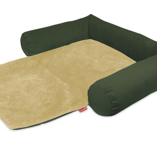 Gauty Cama Redonda Tela Impermeable y pelo - Verde y beige para Perros y Gatos  