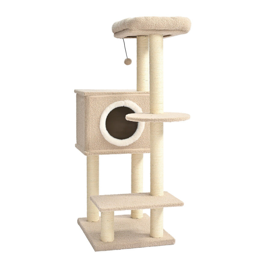 Leeby Boucle Collection &aacute;rbol rascador con cama nido y juguete para gatos, , large Imagen numero 1