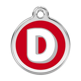 Red Dingo Placa identificativa Acero Inoxidable Esmalte Alfabeto Letra D Rojo para perros