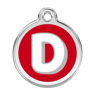Red Dingo Placa identificativa Acero Inoxidable Esmalte Alfabeto Letra D Rojo para perros