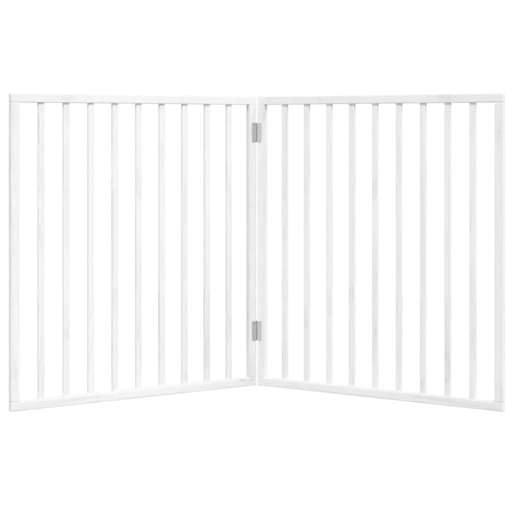 vidaXL Puerta para perros plegable 2 paneles madera &aacute;lamo blanca 160cm, , large Imagen numero 4