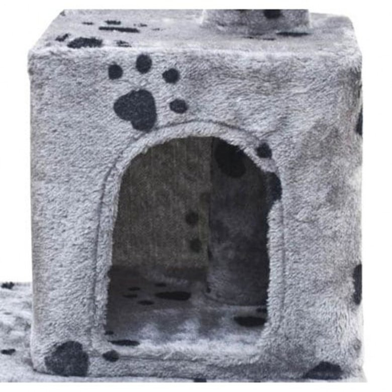 Rascador de felpa gimnasio para gatos color Gris Huellas, , large image number null
