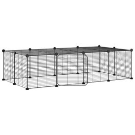 VidaXL Jaula techada de metal negra para perros