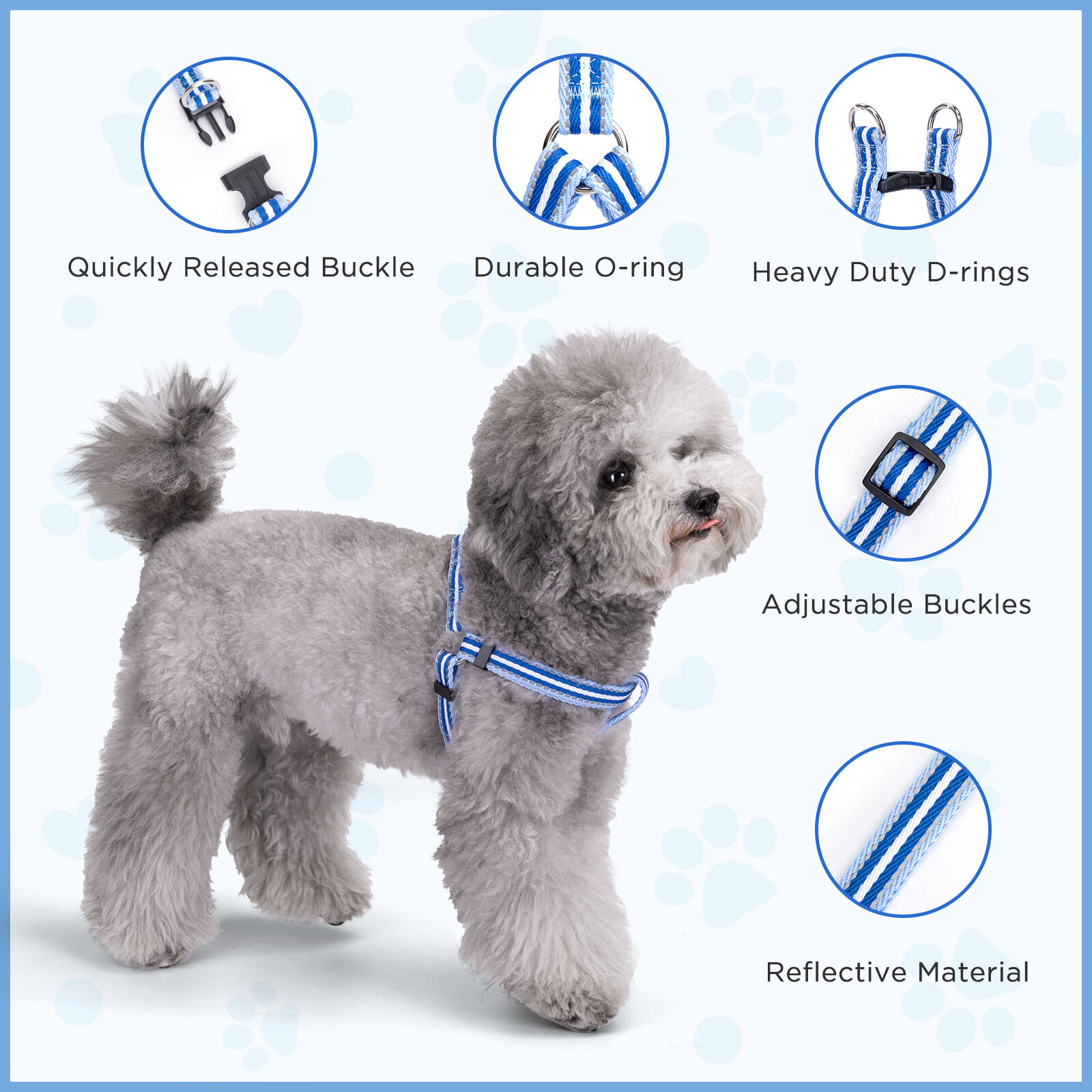 Nobleza - Arn&eacute;s Perro Peque&ntilde;os Arn&eacute;s Antitirones Reflectante C&oacute;modo, Ajustable Muchos Colores & Tama&ntilde;os, para Perros Peque&ntilde;o, Mediano y Grande, Ligero, Resistente, c&oacute;modo y Seguro,Azul M, , large Imagen numero 3