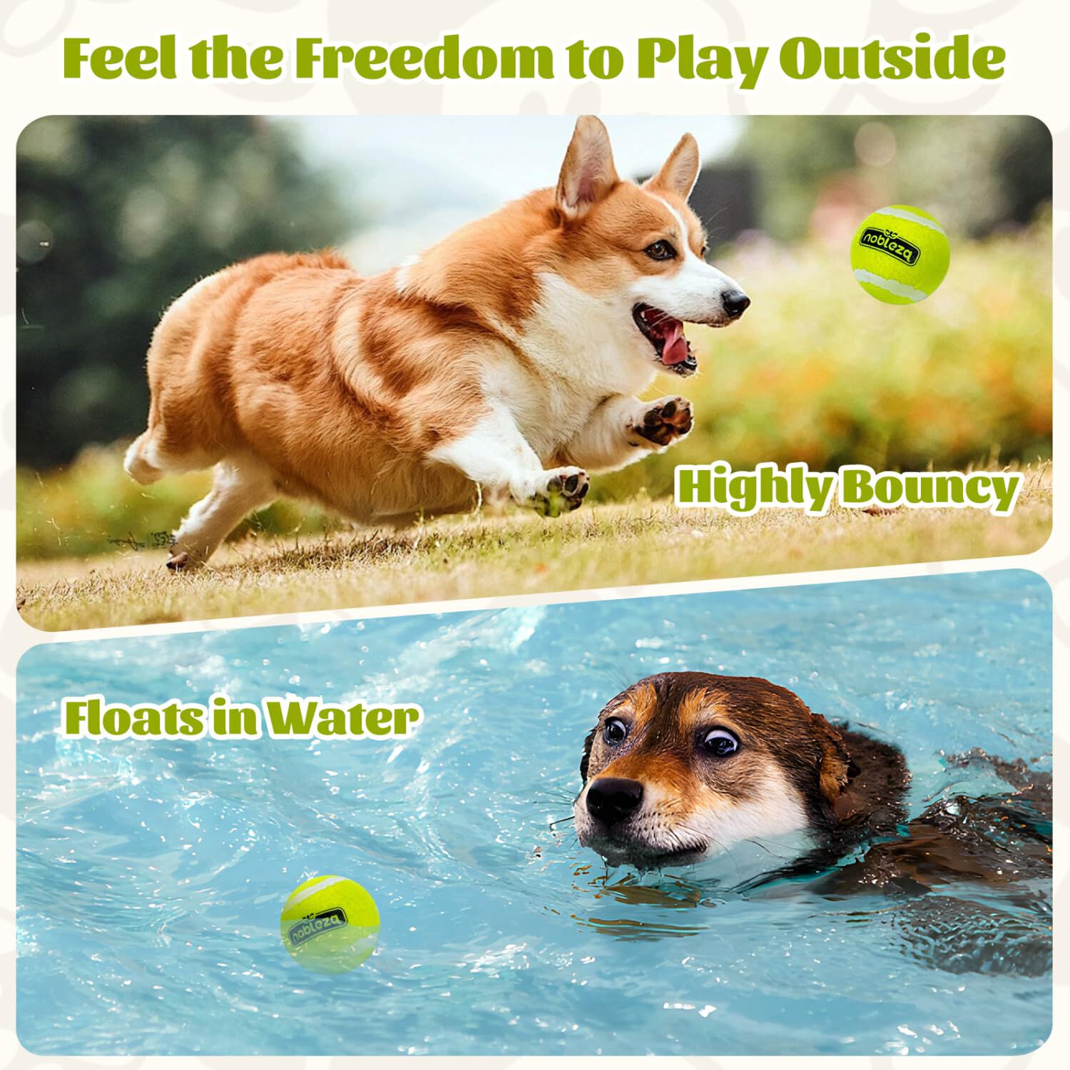 Nobleza Pelota Perro, 12 Pack Interactiva Pelotas Tenis para Perros, Pelota de Caucho Natural, Juguetes para Perros Duradera y El&aacute;stica para Peque&ntilde;os y Medianos - 6.35cm, , large Imagen numero 4