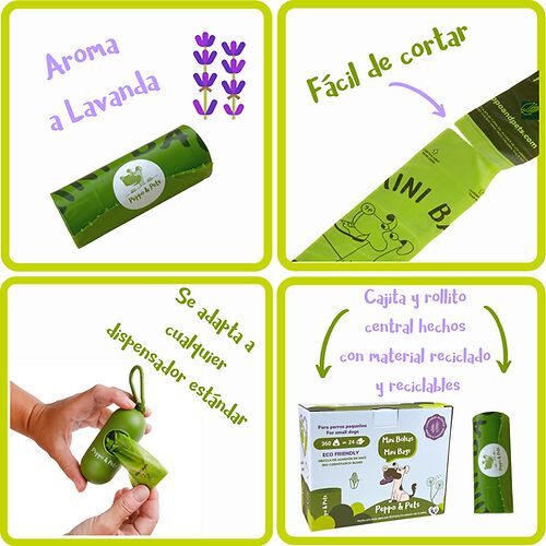 Peppo And Pets Mini Bolsas Biobasadas Para Recoger Cacas De Perro Pequeñas thumbnail