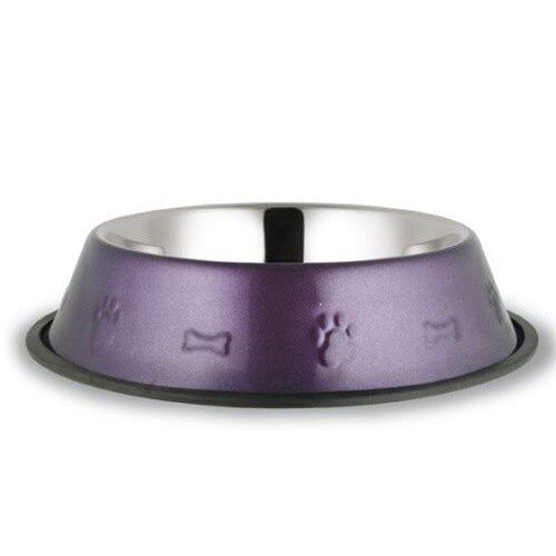 Comedero bebedero de acero inoxidable para mascotas color Morado, , large Imagen numero 1