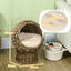 PawHut Cama para Gatos de Mimbre Cueva para Gatos Desmontable con Cojín Extraíble 42x33x52 cm Marrón Oscuro y Beige, , large indicador imagen numero 3