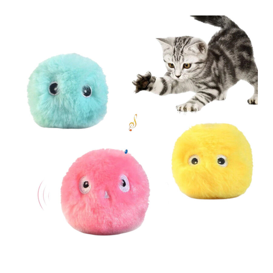 Fpets Pelota de juguete rosa con sonido para gatos