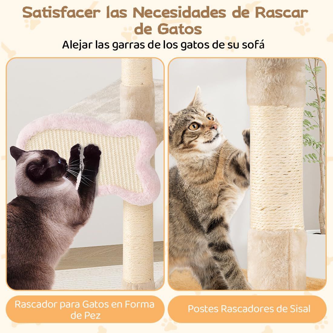 COSTWAY 125cm &Aacute;rbol Rascador para Gatos, Torre de Escalada Estable para Gato con Varios Niveles, Condominio, Postes Rascadores de Sisal, Rampa, Pelota, Castillo para Gatos, Estilo Bonito, Amarillo, , large Imagen numero 4