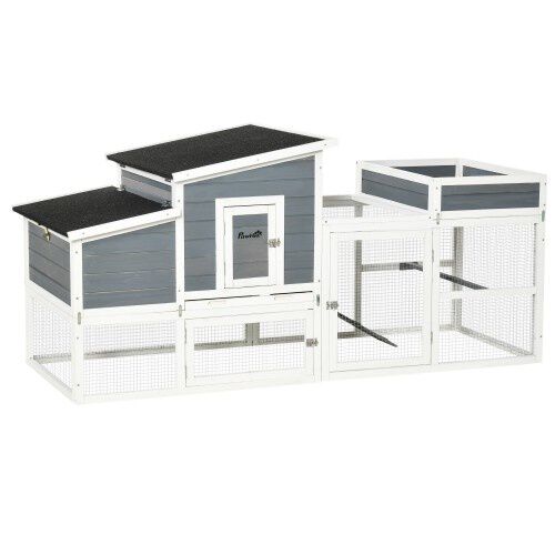 PawHut gallinero exterior de madera con jaula para 2 gallinas, , large Imagen numero 1