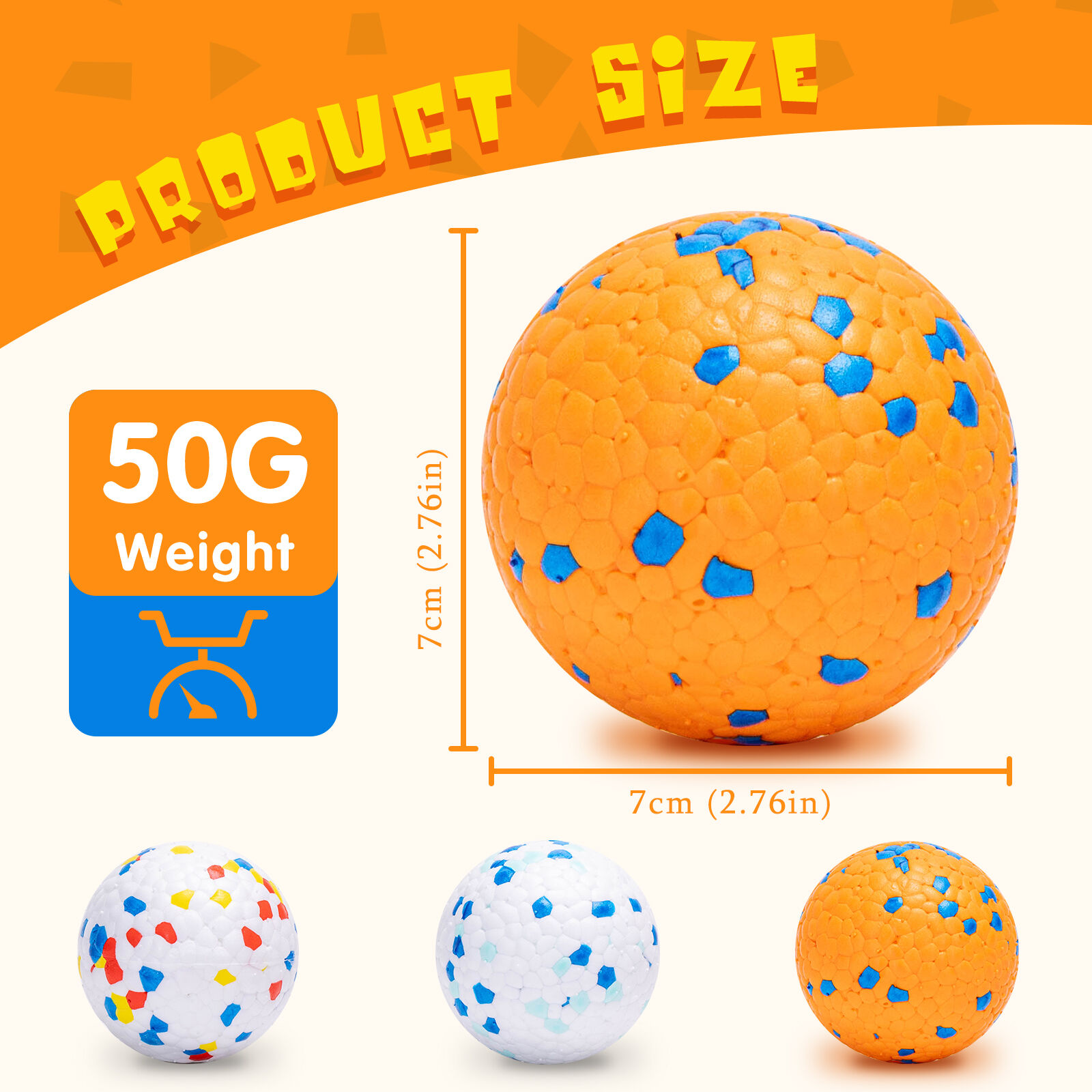 Nobleza Pelota Perro, Pack de 3 Pelota Juguete Interactiva para Perros, Pelota de goma duradera y el&aacute;stica, Apta para Perros Peque&ntilde;os Medianos Grandes, &Oslash; 7cm, , large Imagen numero 3