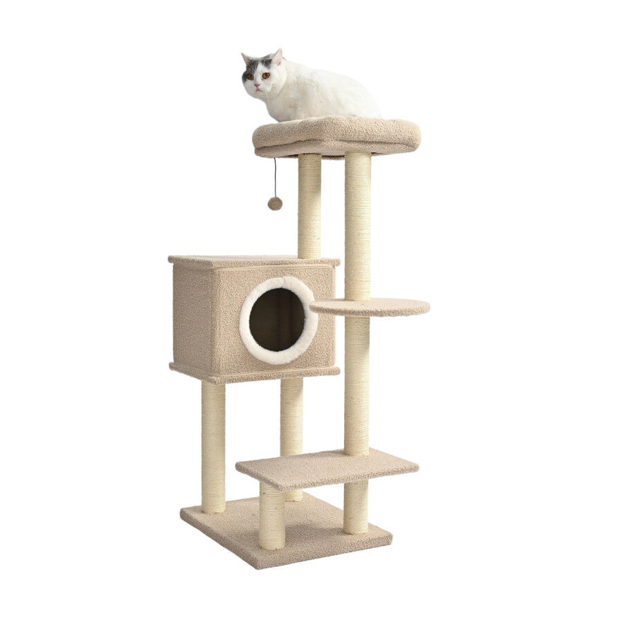 Leeby Boucle Collection &aacute;rbol rascador con cama nido y juguete para gatos, , large Imagen numero 4