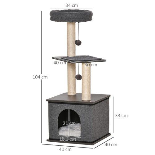 PawHut &Aacute;rbol Rascador Con Cueva para gatos, , large Imagen numero 3