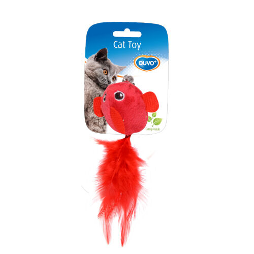Duvo Juguete pájaro rojo para gatos