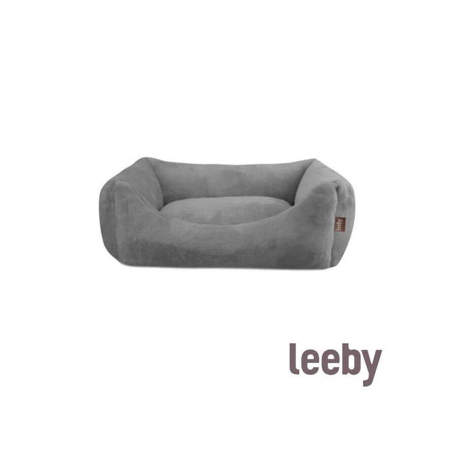 Leeby Cama suave de terciopelo gris para perros thumbnail