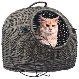 Transportín de sauce natural para gatos color Gris