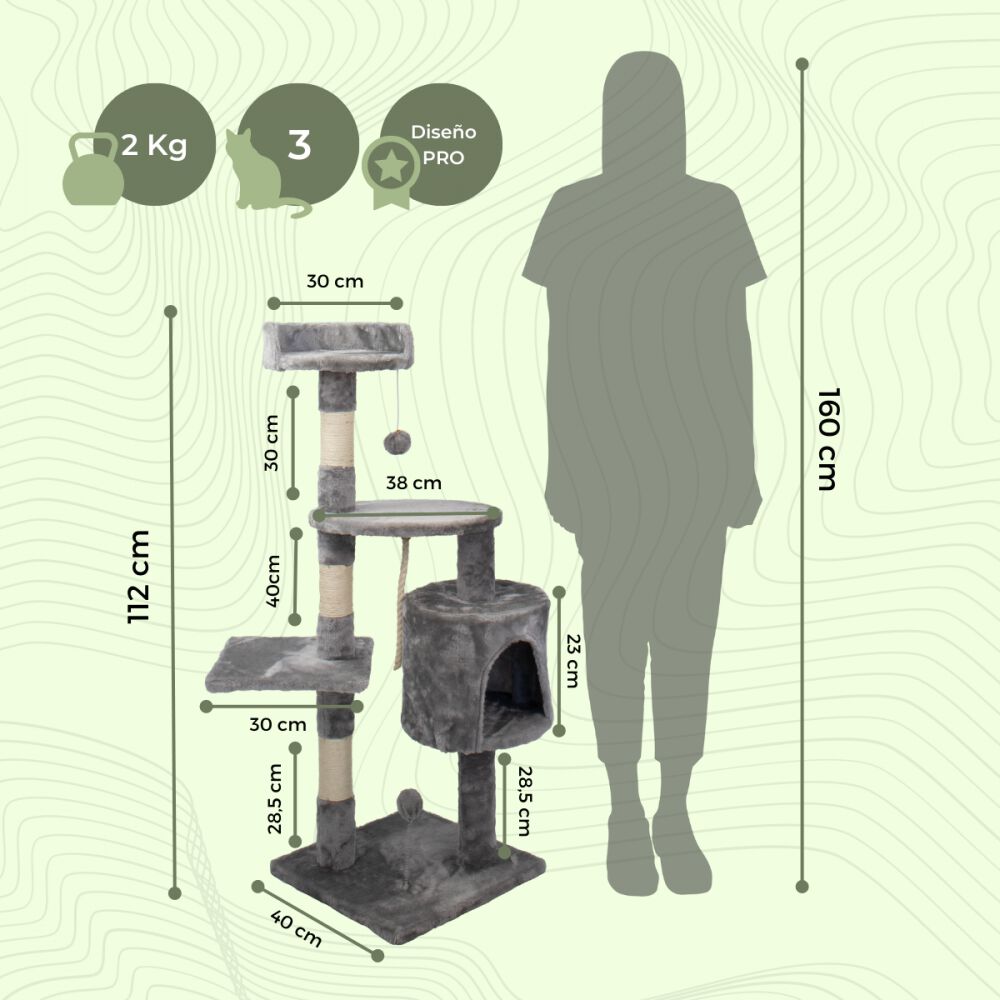 &Aacute;rbol rascador para gatos gris, , large Imagen numero 5