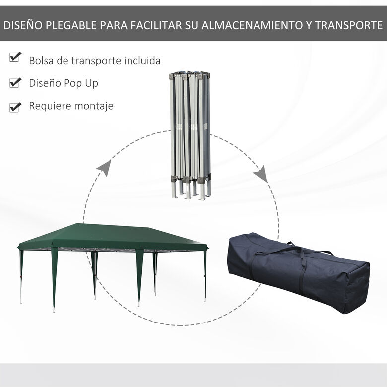 Outsunny Carpa Plegable Verde Cenador De Jardín Gazebo thumbnail