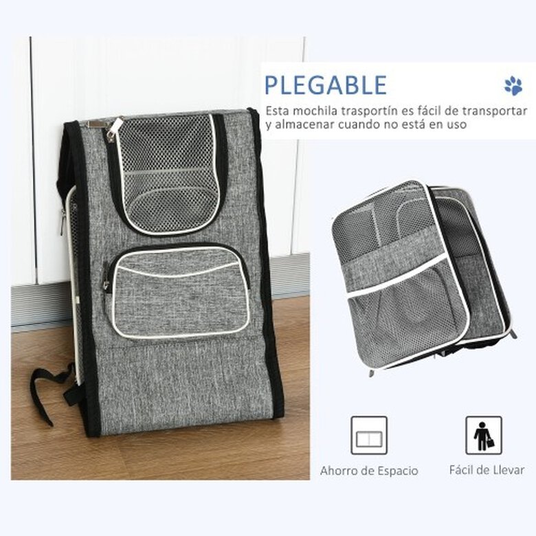 PawHut transportín mochila gris para mascotas, , large image number null