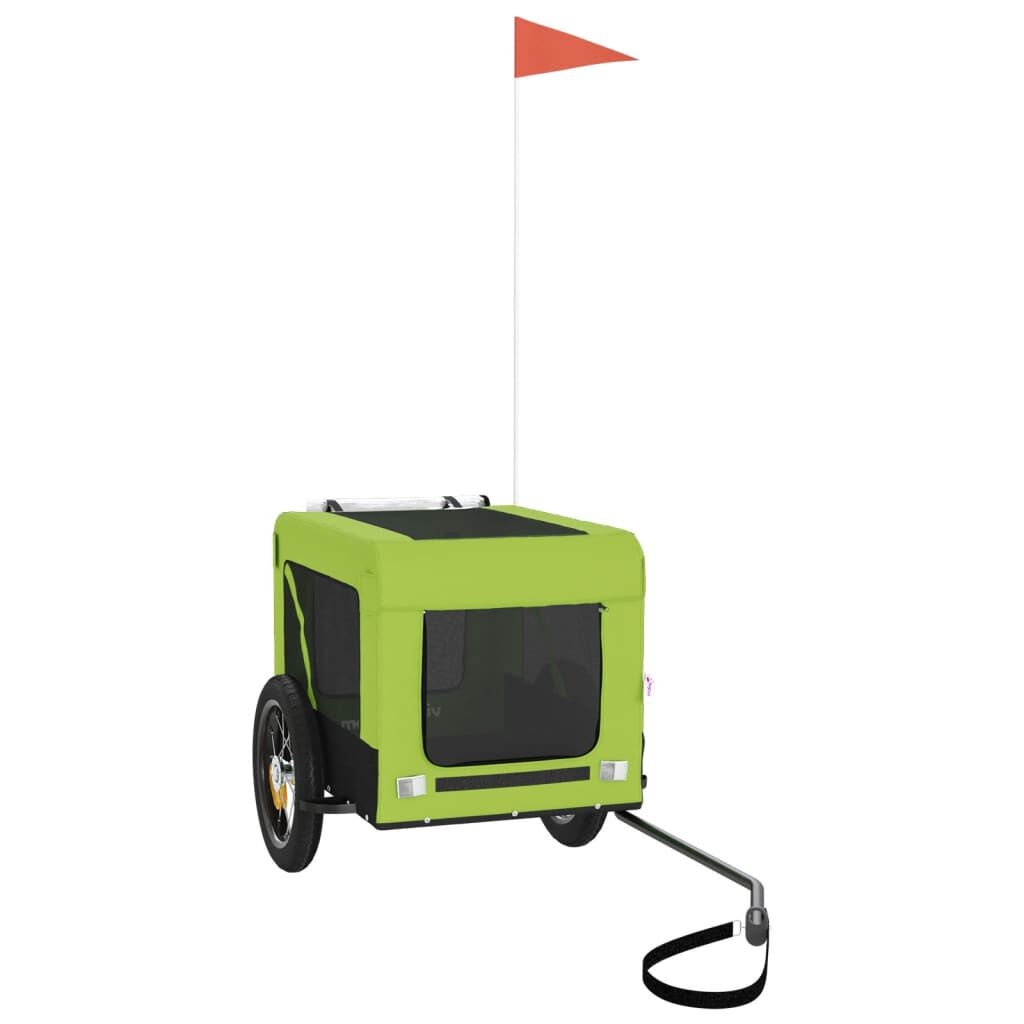 vidaXL Remolque bicicleta para perros hierro tela Oxford verde negro, , large Imagen numero 2