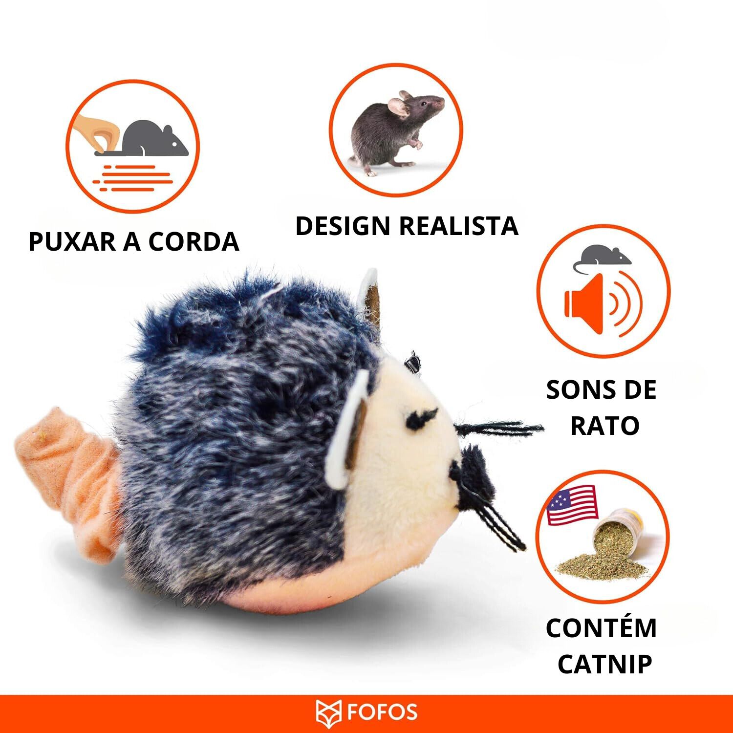 FOFOS | Rat&oacute;n de Cuerda con Sonido (Gris) - Para Gato, , large Imagen numero 3