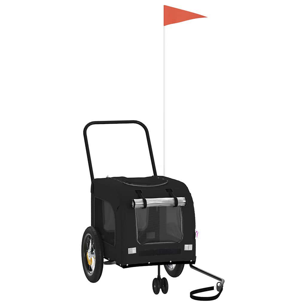 vidaXL Remolque de bicicleta para mascotas Negro 124.5 x 63.5 x 53 cm, , large Imagen numero 1