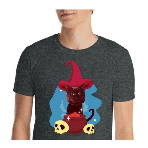 Mascochula camiseta hombre el brujo personalizada con tu mascota gris oscuro thumbnail
