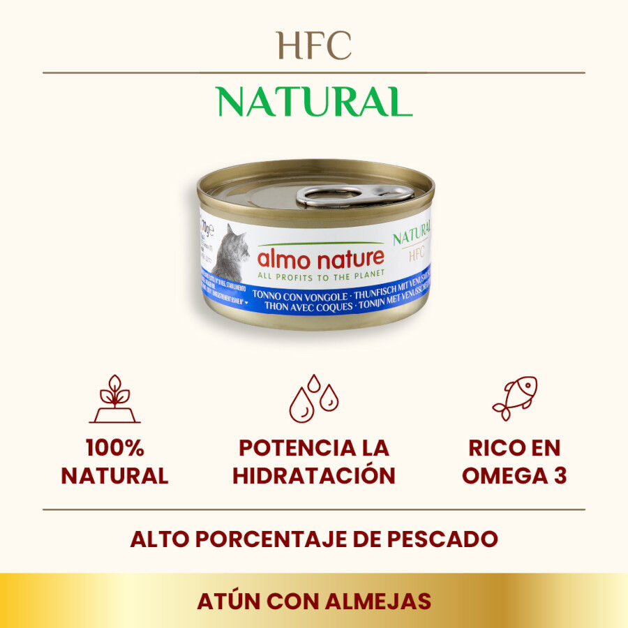 70 g Almo Nature HFC Natural At&uacute;n y Almejas lata para gatos , , large Imagen numero 2