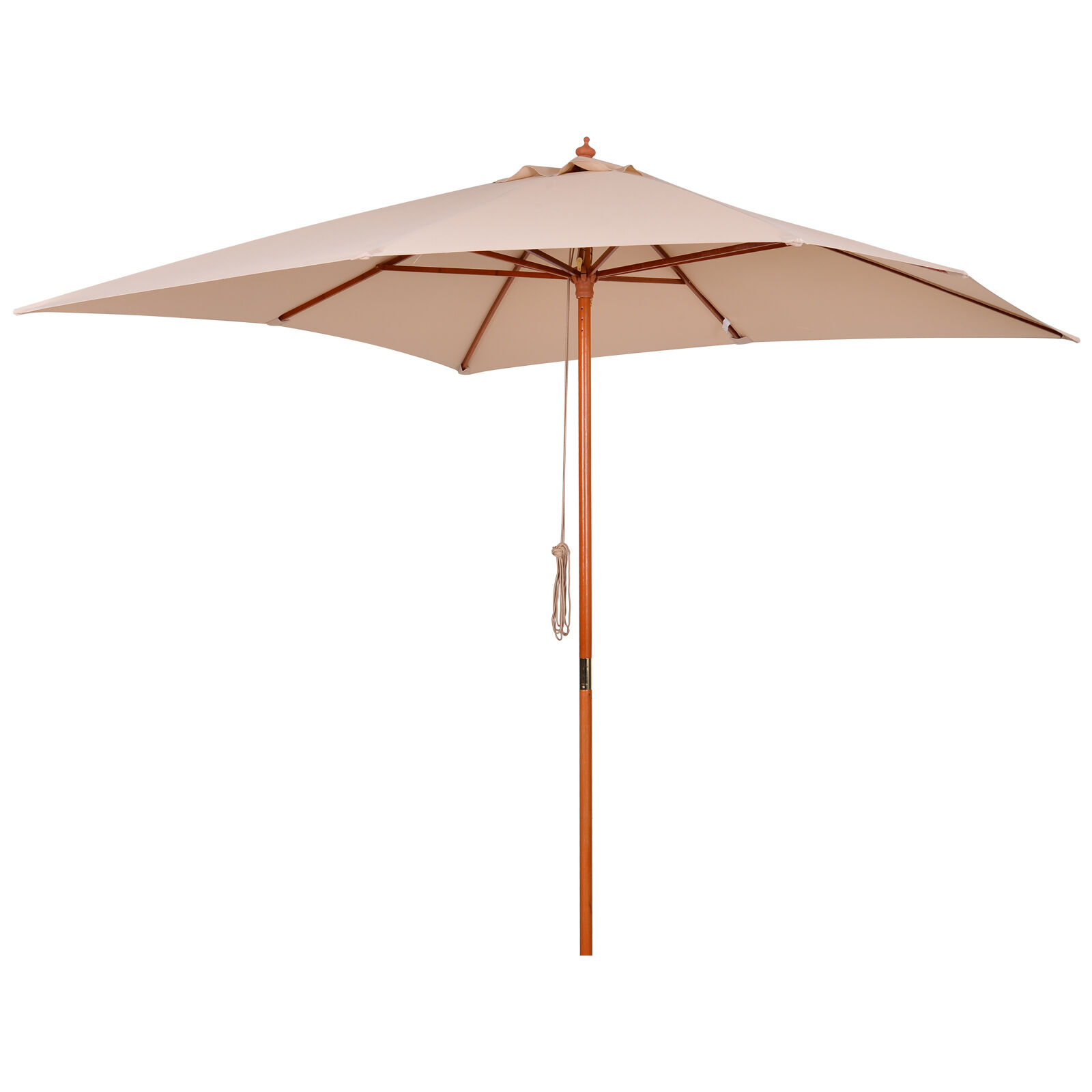 Outsunny Parasol para Jard&iacute;n Patio Sombrilla Cuadrada de &Aacute;ngulo Ajustable Ventilaci&oacute;n Dise&ntilde;o Moderno con 8 Varillas de Bamb&uacute; Madera Tela Poli&eacute;ster 3x3m Beige, , large Imagen numero 1