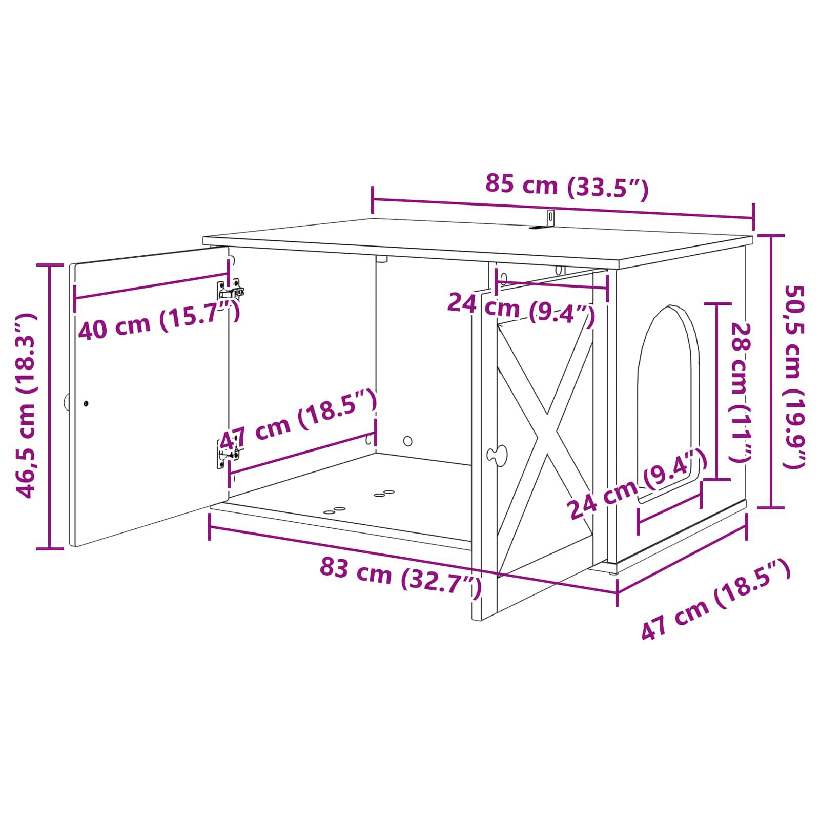 vidaXL Casa para Gatos 85 x 55 x 50,5 cm Madera de ingenier&iacute;a, , large Imagen numero 4