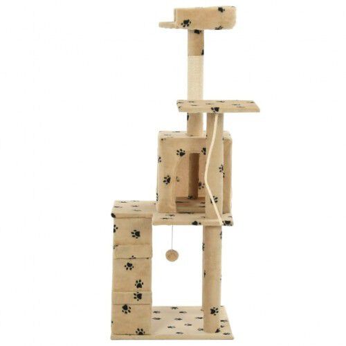 Rascador de sisal con poste para gatos color Beige Huellas, , large Imagen numero 3