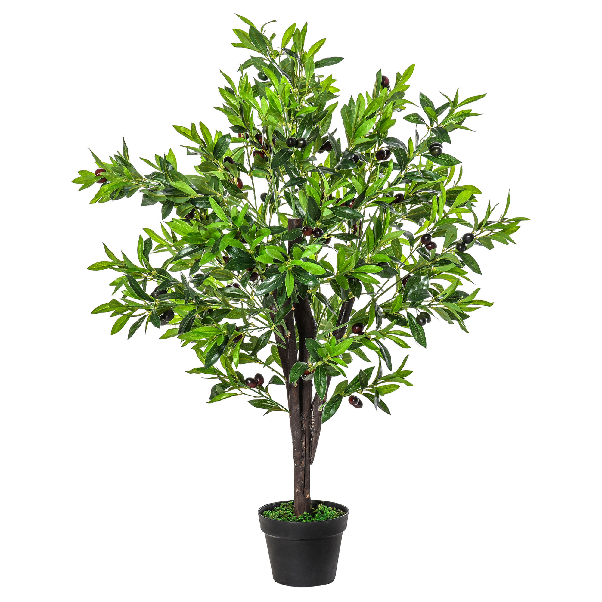 Outsunny Planta Artificial en Maceta Altura 120 cm &Aacute;rbol de Olivo Sint&eacute;tico con 1080 Hojas Realistas y 108 Frutos Decoraci&oacute;n para Interior Exterior Sal&oacute;n Oficina Verde, , large Imagen numero 1