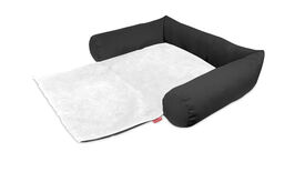 Gauty Cama Redonda Tela Impermeable y pelo - Gris y blanco para Perros y Gatos  