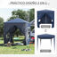 Outsunny Carpa Plegable Gazebo 2x2 m Cenador de Jardín con 4 Paredes Laterales Tela Oxford 2 Puertas 2 Ventanas y Bolsa de Transporte Impermeable para Exterior Terraza Camping Fiestas Azul, , large indicador imagen numero 4