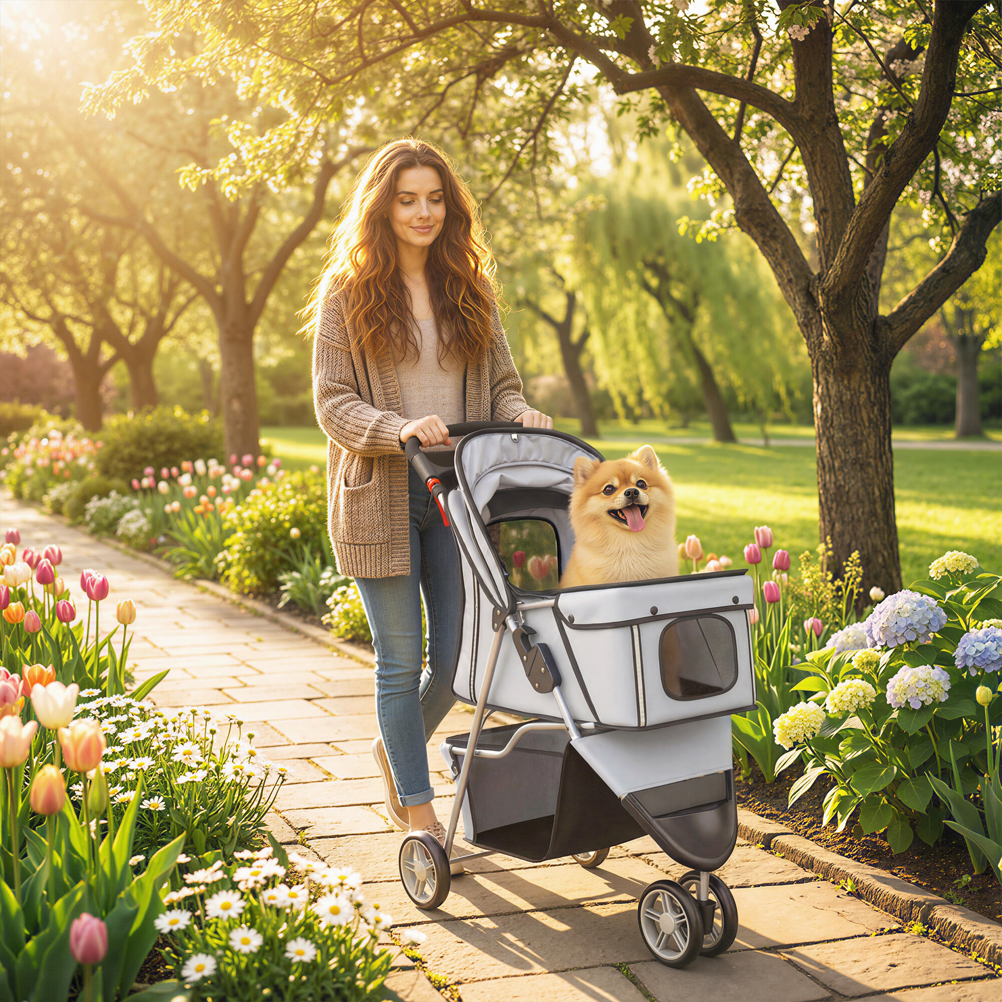 PawHut Carrito para Perro Gris Claro, , large Imagen numero 2